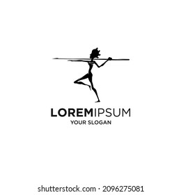 woman primitive hunter silhouette logo