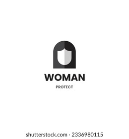 woman privacy, woman shield, woman protect logo design on isolated background