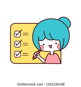 The Woman with Productivity Checklist. 