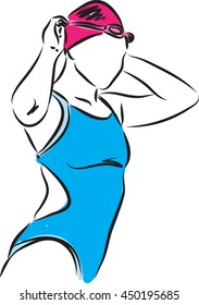 WOMAN PROFESSIONAL  SWIMMER ILLUSTRATION