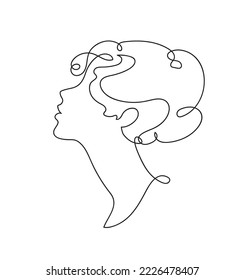 Woman profile. Aphrodite portrait female beauty concept. Continuous line drawing vector illustration