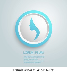 Woman profile blue  icon beauty illustration vector in modern flat sign