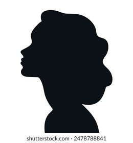 Woman profile with closed eyes on night sky background. Portrait or avatar of a young female side view. Calm and peaceful girl. Vector illustration