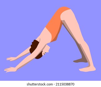 Woman in profile doing yoga. Useful lifestyle. Vector flat illustration.