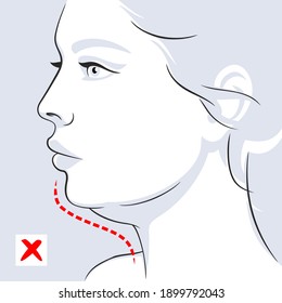 Woman profile double chin before. Woman face. Vector illustration