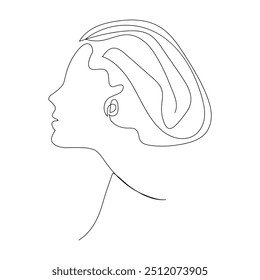 Perfil de mujer concepto de belleza femenina. Ilustración vectorial de dibujo de línea, mujer dibujo de línea de cara dibujo de línea abstracta dibujo de belleza chica ilustración de cara femenina