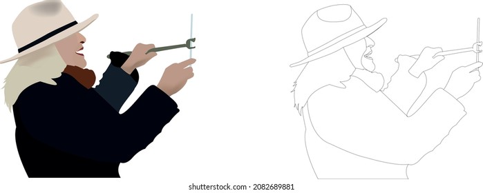 woman with profile hat makes selfie