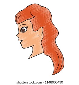 Woman profile head scribble