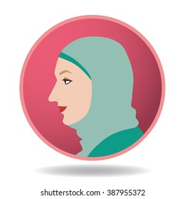 woman profile icon, face as seen from the side, avatar, vector illustration