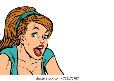 woman profile isolated on white background. Pop art retro vector illustration