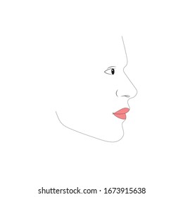 Woman profile line icon. Face, cosmetology, beautician. Beauty care concept. Can be used for topics like beauty salon, dermatology, aesthetic procedure. Stock Vector illustration isolated on white