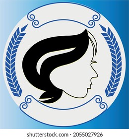 Woman profile line icon Face cosmetology beautician Beauty care concept logo vector. Easter Bunny.Can be used for or babies t-shirt design.Fashion print graphic.Cartoon animal illustration