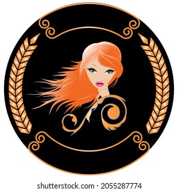 Woman profile line icon Face cosmetology beautician Beauty care concept logo vector. Easter Bunny.Can be used for or babies t-shirt design.Fashion print graphic.Cartoon animal illustration