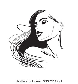 Woman profile line icon. Face, cosmetology, beautician. Beauty care concept. Can be used for topics like beauty salon, dermatology, aesthetic procedure