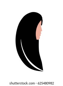 woman profile with long black hair