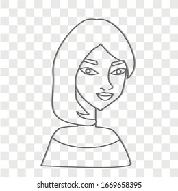 Woman profile on transparency background. Creative idea design. Flat vector illustration for template, brochure or presentation.