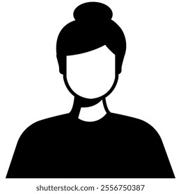 Woman profile and people silhouette. Avatar profile icon in silhouette style isolated on transparent background