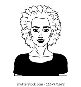 Woman profile pop art cartoon in black and white