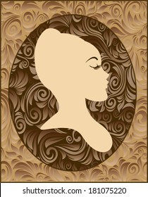 Woman profile silhouette elegant cameo woodland fairy