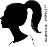 Woman Profile Silhouette - Vector Illustration