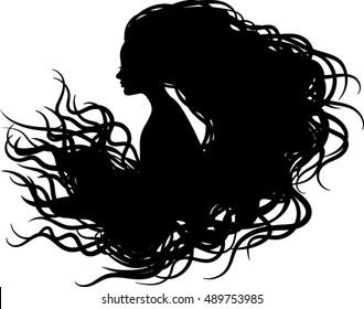 Woman Profile Silhouette - Vector Illustration