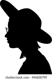 Woman Profile Silhouette - Vector Illustration 