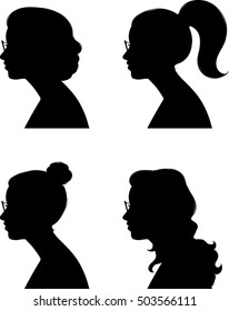 Woman Profile Silhouette - Vector Illustration