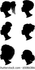 Woman Profile Silhouettes, African American, Vector Art