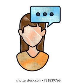 woman profile with speech bubble