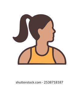 Ícone de exibição de perfil da mulher. Ícone feminino atleta; força, determinação, definição de objetivos.