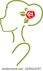 Woman profilo silhouette rose green