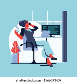 Woman programmer or  female program development concept vector illustration