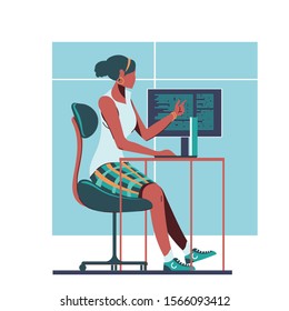 Woman programmer or  female program development concept vector illustration