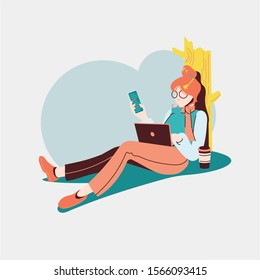 Woman programmer or  female program development concept vector illustration