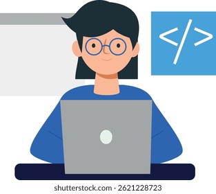 woman programmer, person programming on her computer