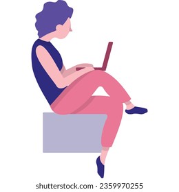 Frauenprogrammiererin arbeitet auf Laptop-Vektorsymbol