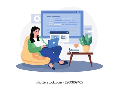 Programadora mujer trabajando en un nuevo proyecto
