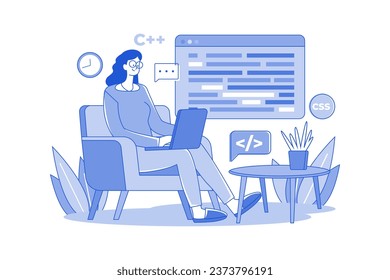 Frauenprogrammierung auf einem Notebook