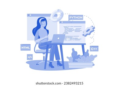 Woman Programming On A Laptop