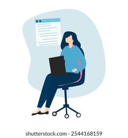 Woman in Programming Role Elegant flat vector of a female coder working on a project, embodying professionalism and women empowerment in technology