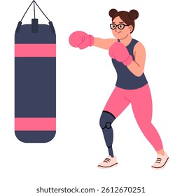 Woman with Prosthetic Leg Boxing
