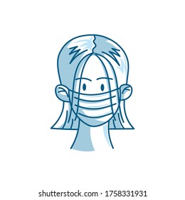 Woman in protective medical face mask Illustration Vector
