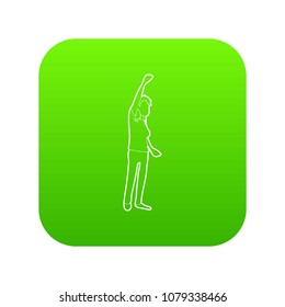 Woman protest on the street icon green vector isolated on white background