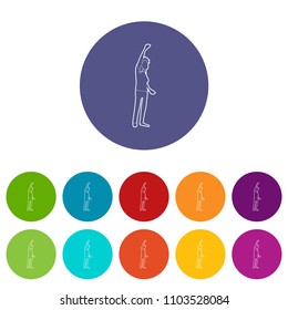 Woman protest on the street icons color set vector for any web design on white background
