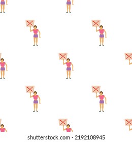 Woman protest with sign pattern seamless background texture repeat wallpaper geometric vector