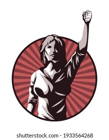 woman protesting character revolution icon