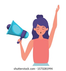 Woman protesting design, Human rights peace freedom international help social law and equality theme Vector illustration
