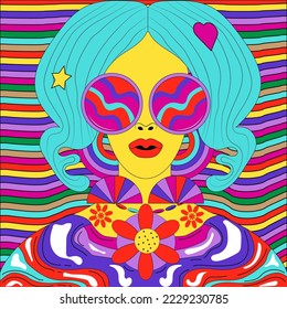 Woman psychedelic illustration vector art