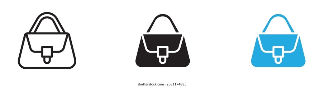 Woman purse icon black white vector outline