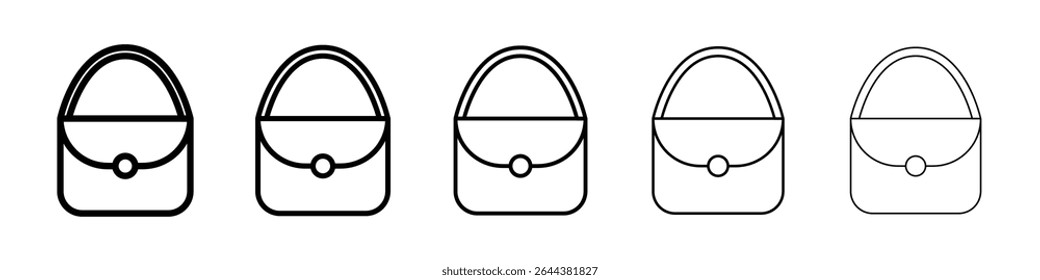 Mulher bolsa ícone conjunto gráfico. moda traçado linha estilo